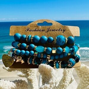 BEADED 4pc ASSORTED TURQUOISE BRACELETS